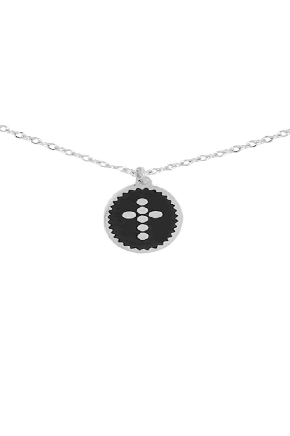 Necklace Dots Cross Negro & Plata Acero inoxidable h5Imagen2